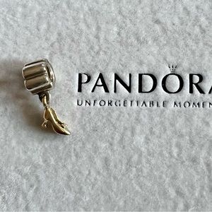 Pandora 14kt gold & silver TT beautiful princess shoe (slipper) charm